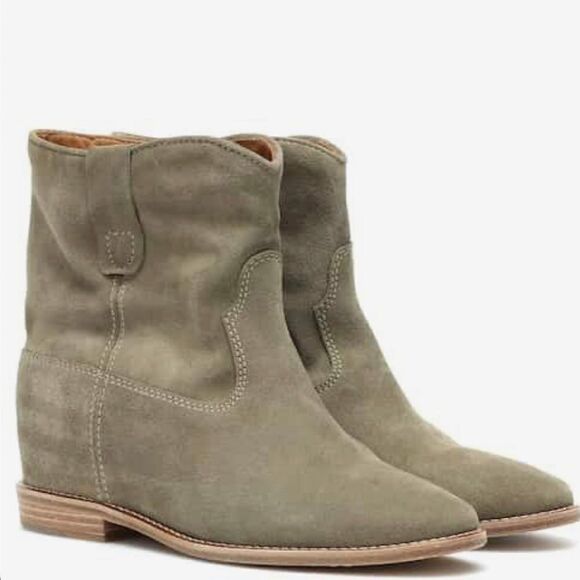 Isabela Marant Country Concert Cowboy Cowgirl Taupe/Olive Green Crisi Boots Size - Picture 1 of 8